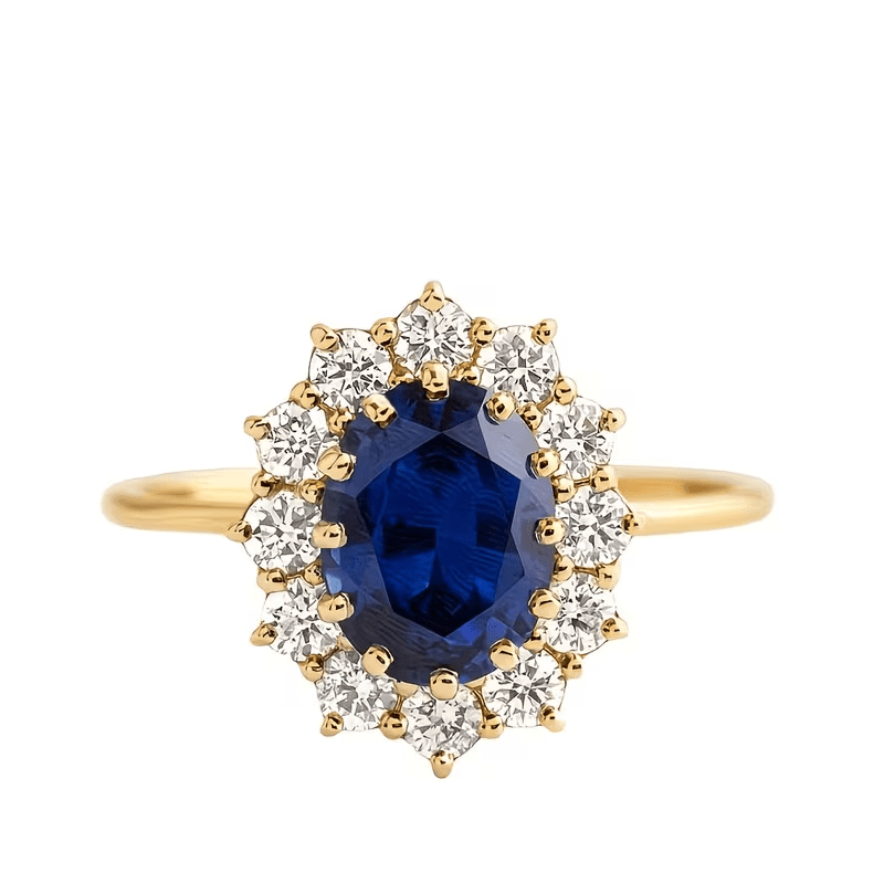 18ct Gold Titanium Steel Sapphire Cubic Zirconia Cluster Ring - DP Online