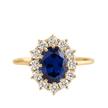 18ct Gold Titanium Steel Sapphire Cubic Zirconia Cluster Ring - DP Online
