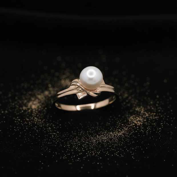18ct Rose Gold 925 Sterling Silver Natural 7mm Freshwater Pearl Ring - DP Online