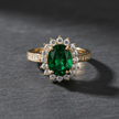 18ct Rose Gold Titanium Steel Emerald Cubic Zirconia Cluster Ring - DP Online