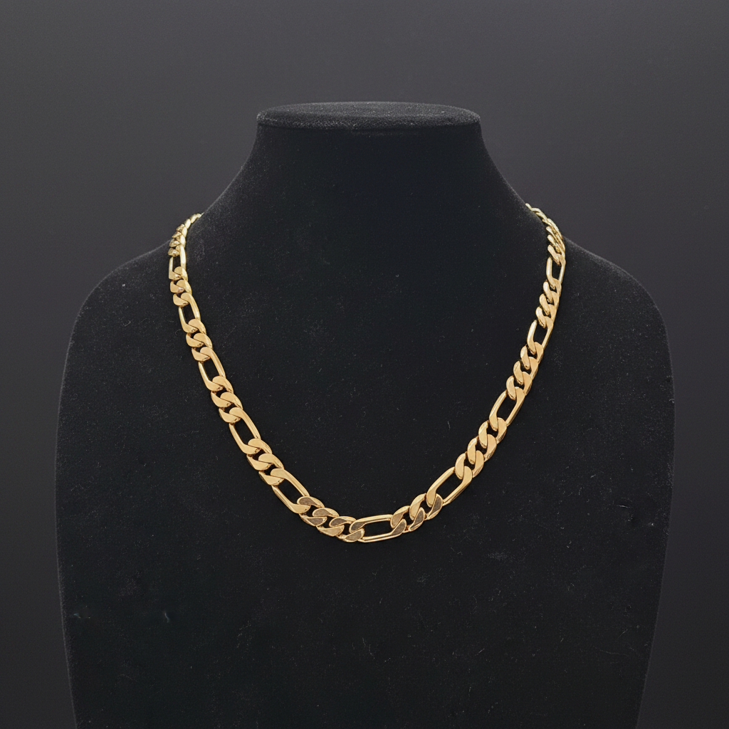 18ct Solid Gold 10mm Figaro Link Chain - Image 1