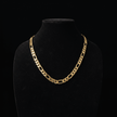 18ct Gold 24 61cm 10mm 3:1 Figaro Chain displayed on a black stand.