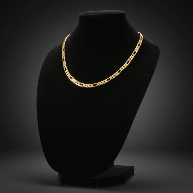 18ct Solid Gold 24" 61cm 8mm 31 elegant necklace displayed on a black bust for jewelry showcase.