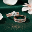 2 Piece 14ct Rose Gold Titanium Steel Moissanite Diamond Bridal Ring Set - DP Online