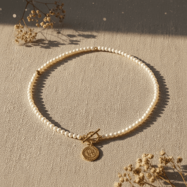 20" 50cm 18ct Gold Natural Freshwater Pearl Necklace - DP Online
