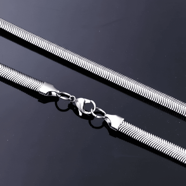 20" 50cm 6mm Stainless Steel Flat Snake Chain - DP Online