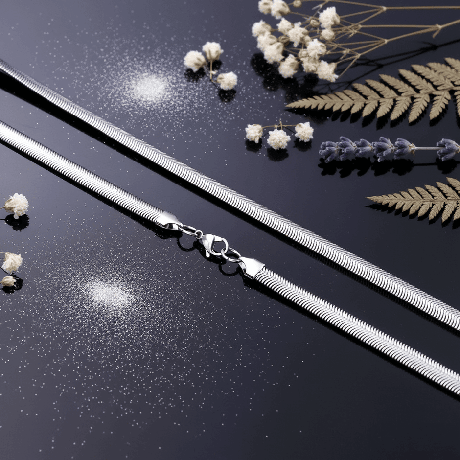 20" 50cm 6mm Stainless Steel Flat Snake Chain - DP Online