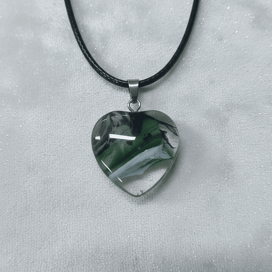20mm Glazed Colored Glass Heart Pendant Charm Necklace - DP Online