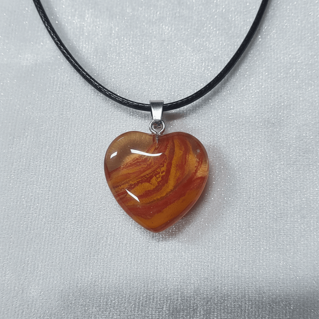 20mm Glazed Colored Glass Heart Pendant Charm Necklace - DP Online