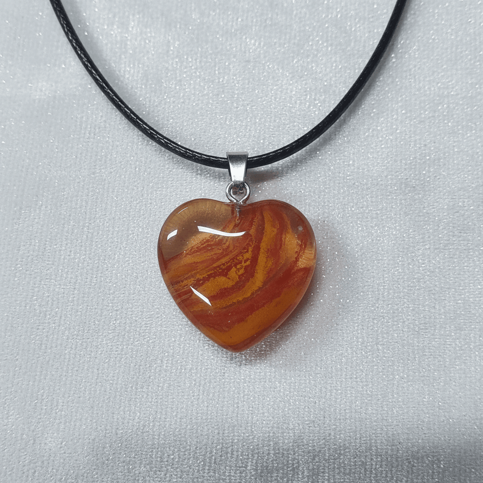 20mm Glazed Colored Glass Heart Pendant Charm Necklace - DP Online