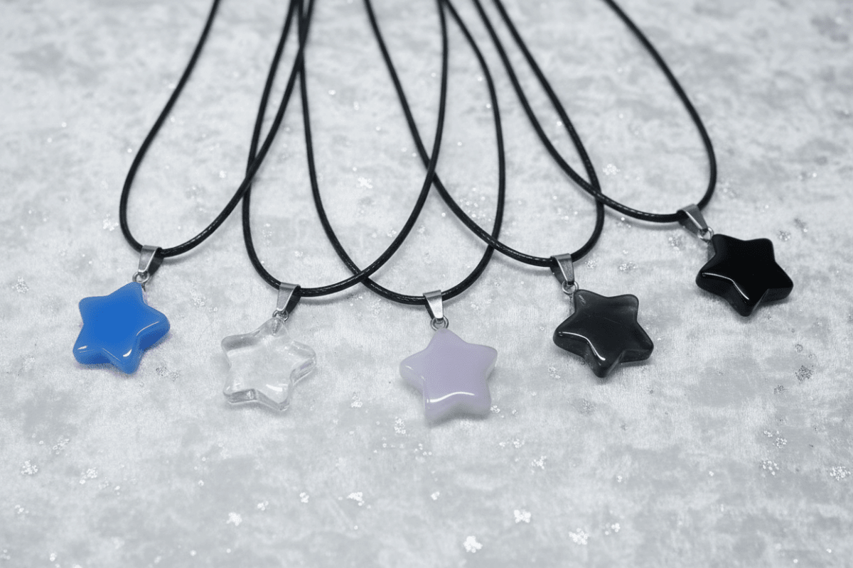 20mm Natural Crystal Stone Star Pendant Necklace - DP Online