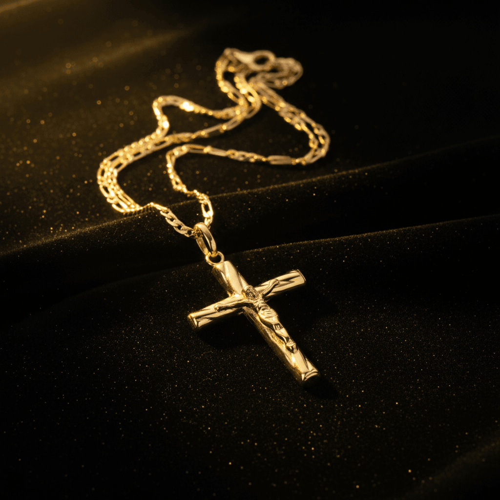 22 Inch 55cm 18ct Gold Titanium Twisted Cross