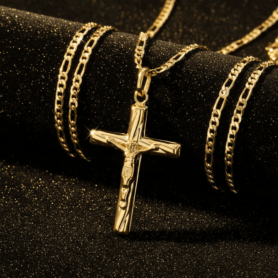 22 Inch 55cm 18ct Gold Titanium Twisted Cross