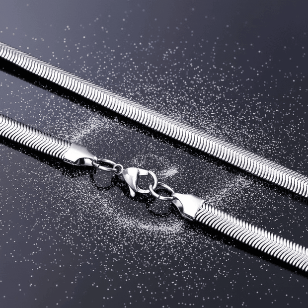 24" 61cm 8mm Stainless Steel Flat Snake Chain - DP Online