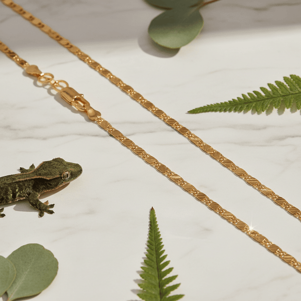 2mm waterproof & hypoallergenic 18ct Gold Plated Flat Chain - DP Online