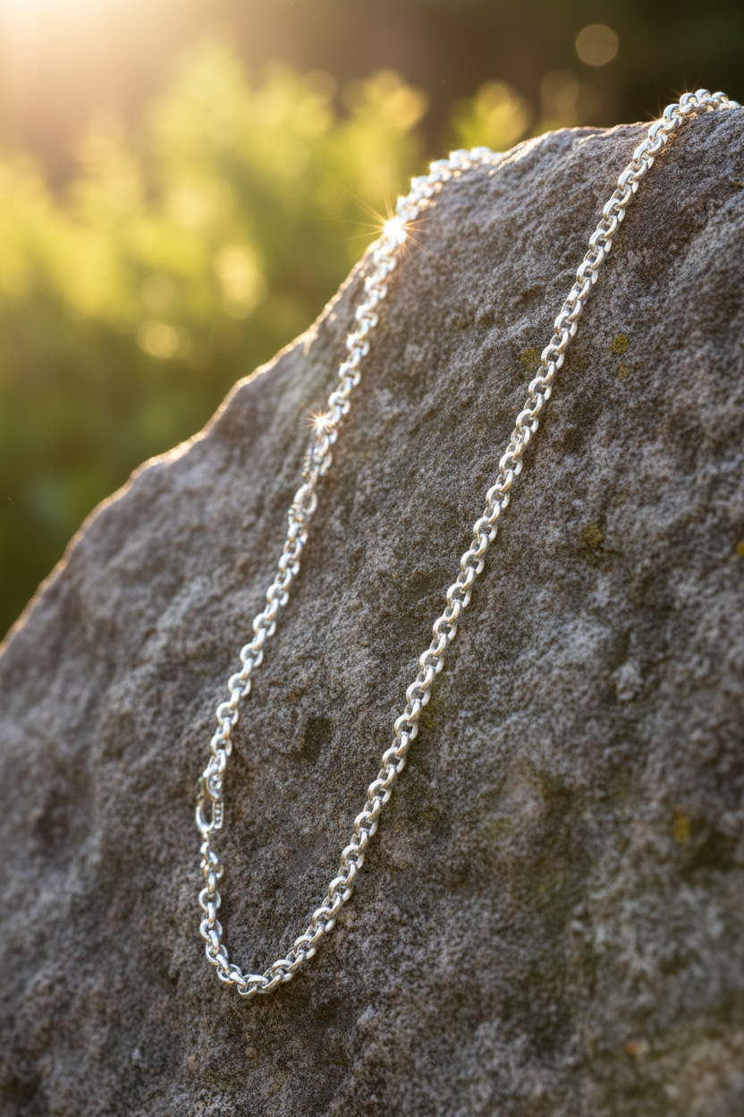 60cm belcher chain with attached clasp showing full length