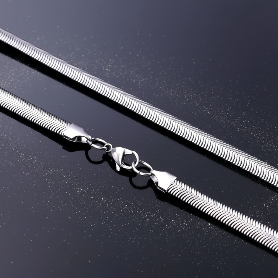 6mm Stainless Steel Flat Snake Chain — V2 Dust