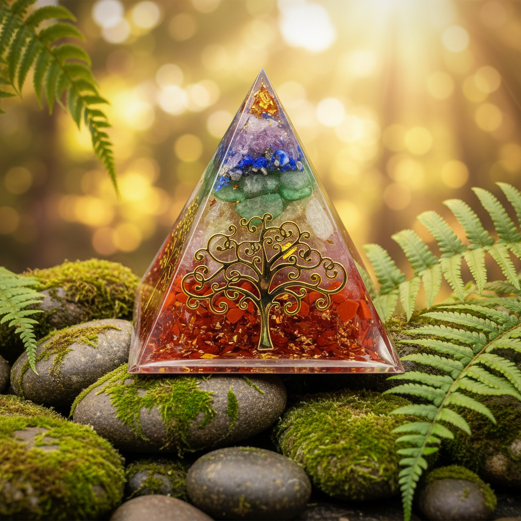7 Chakra Tree of Life Pyramid – River Stones