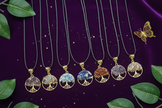 7 Tree of Life Pendants - Purple Velvet with Gold Flecks