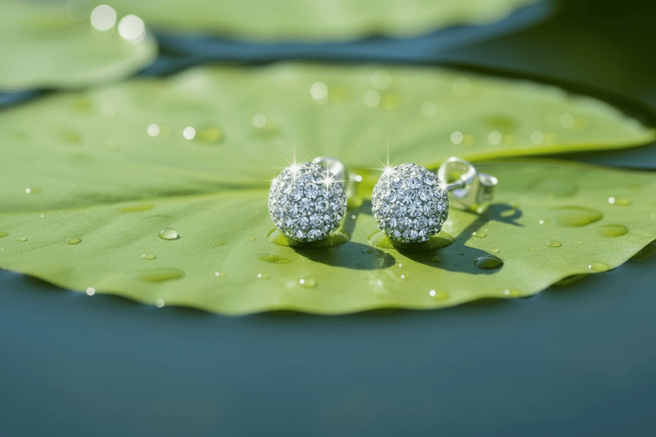8mm Silver Stud Crystal Ball Earrings - DP Online
