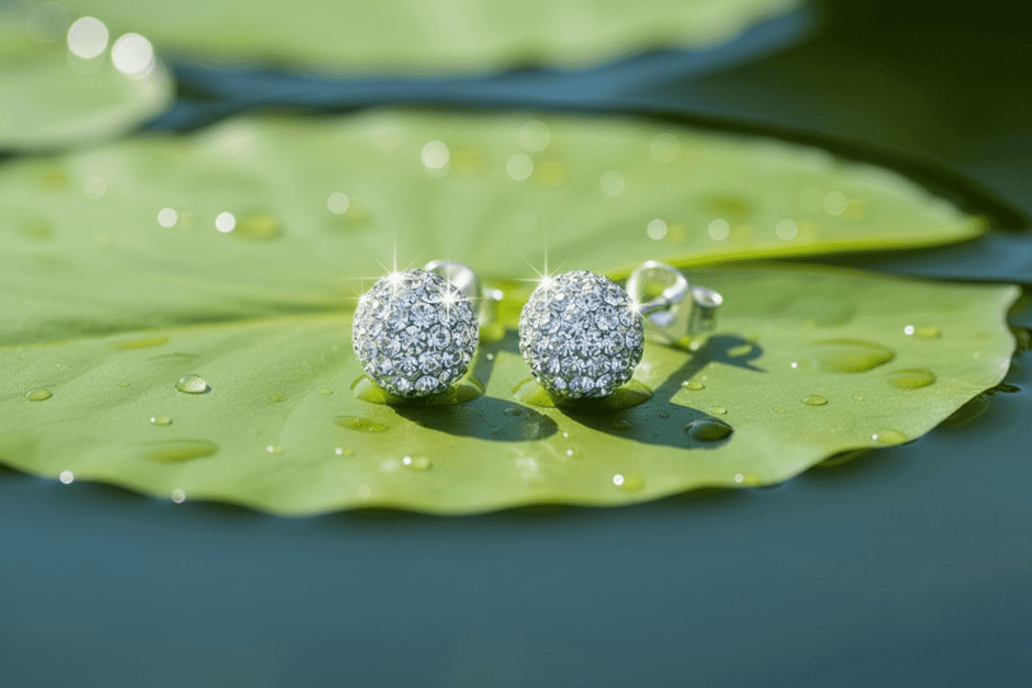 8mm Silver Stud Crystal Ball Earrings - DP Online