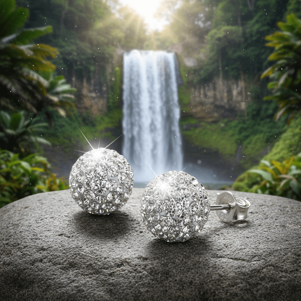 8mm Silver Stud Crystal Ball Earrings - DP Online