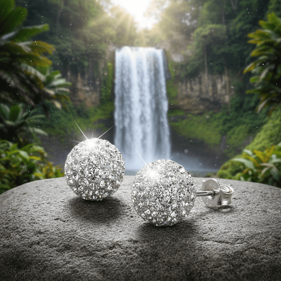 8mm Silver Stud Crystal Ball Earrings - DP Online