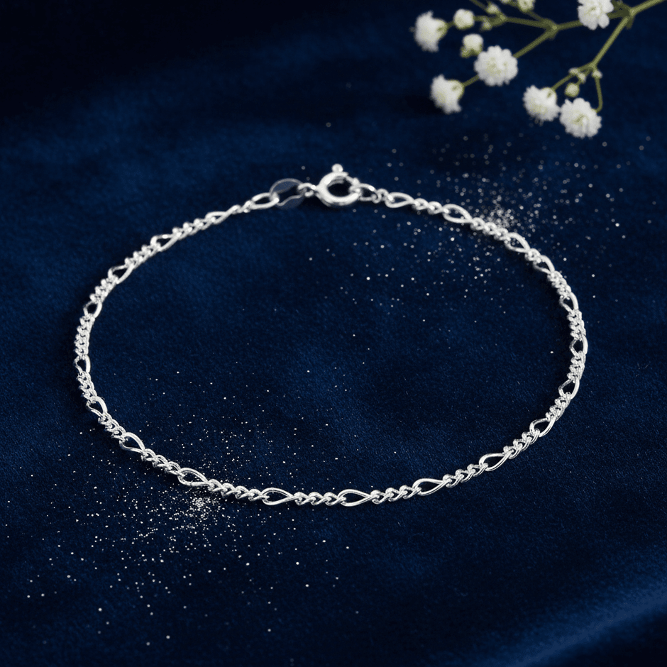 925 Sterling Silver 7.5-inch 19cm Figaro Bracelet