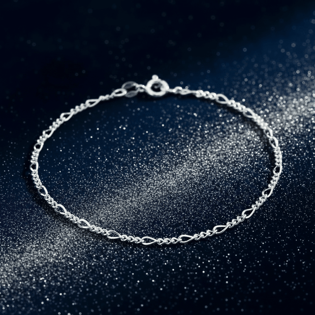 925 Sterling Silver 7.5-inch 19cm Figaro Bracelet