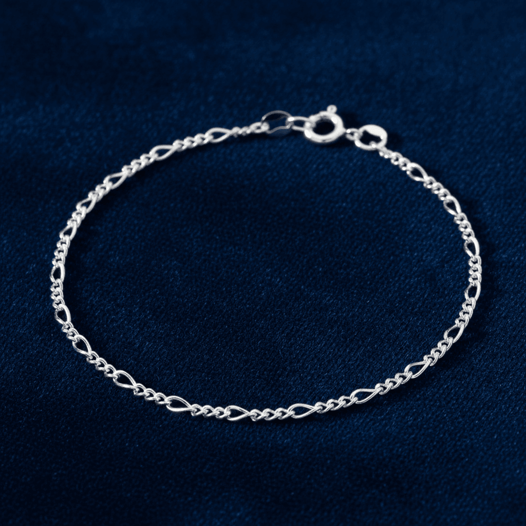 925 Sterling Silver 7.5-inch 19cm Figaro Bracelet