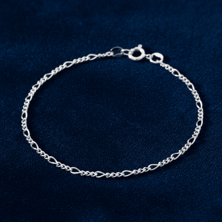 925 Sterling Silver 7.5-inch 19cm Figaro Bracelet