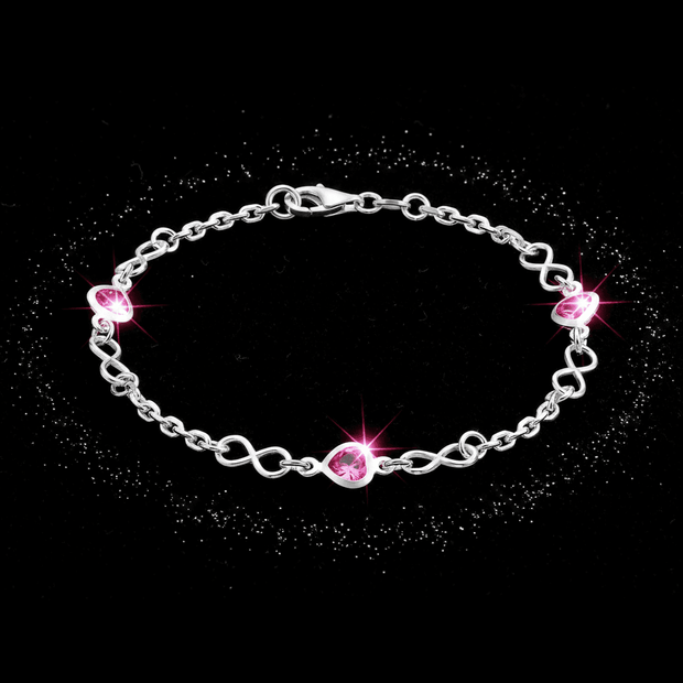 925 Sterling Silver 7.5" 19cm Pink Cubic Zirconia Infinity Bracelet - DP Online