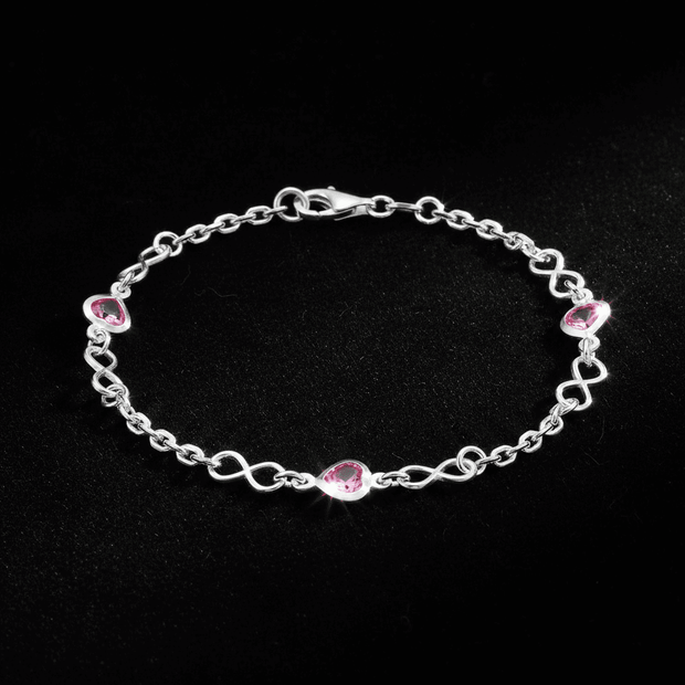 925 Sterling Silver 7.5" 19cm Pink Cubic Zirconia Infinity Bracelet - DP Online