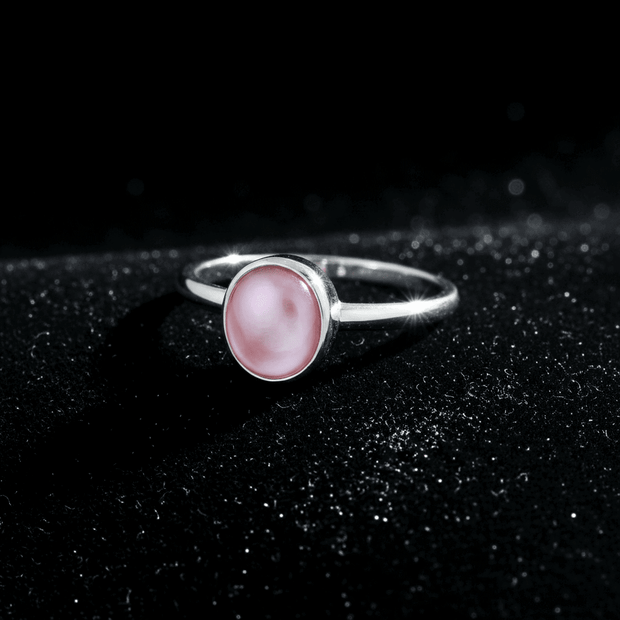 925 Sterling Silver 8mm x 12mm Pink Mother of Pearl Circle Ring - DP Online