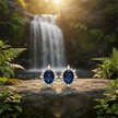 925 Sterling Silver Blue Sapphire & Cubic Zirconia Oval Cluster Stud Earrings - DP Online