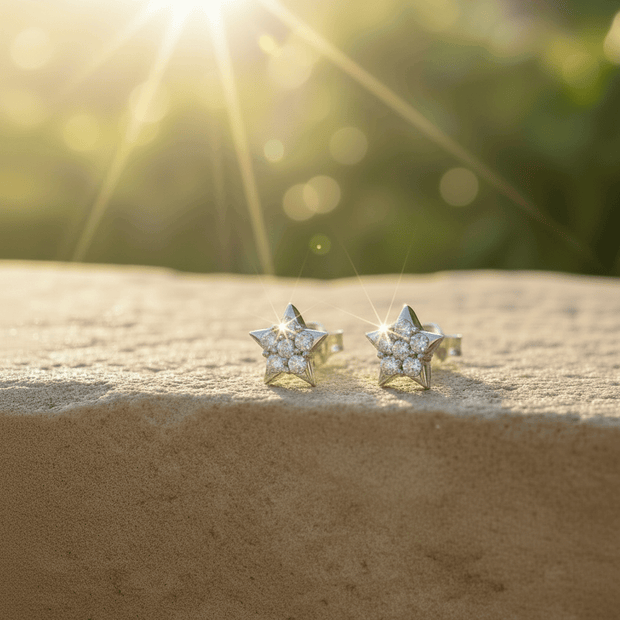 925 Sterling Silver Cubic Zirconia Star Stud Earrings - DP Online