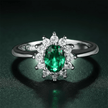 925 Sterling Silver Emerald Cubic Zirconia Cluster Ring - DP Online