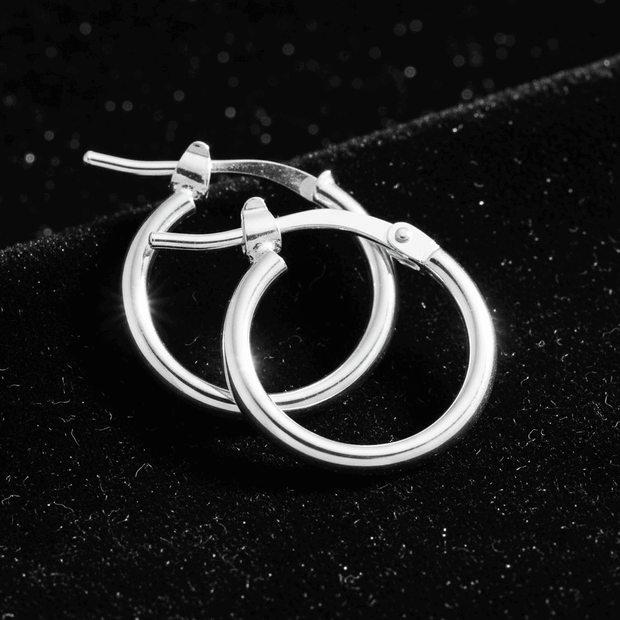 925 Sterling Silver Round 10mm Hoop Earrings - DP Online