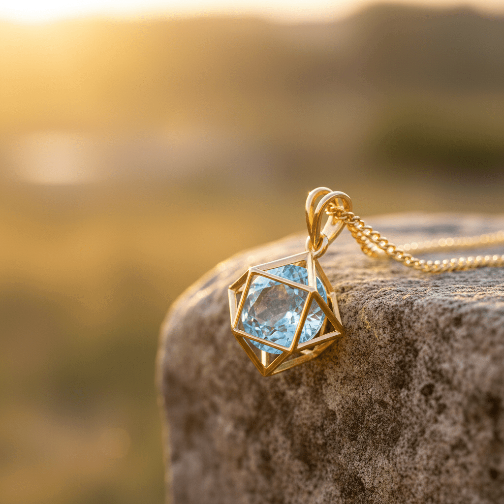 9ct Blue Topaz Prism Pendant Necklace - DP Online