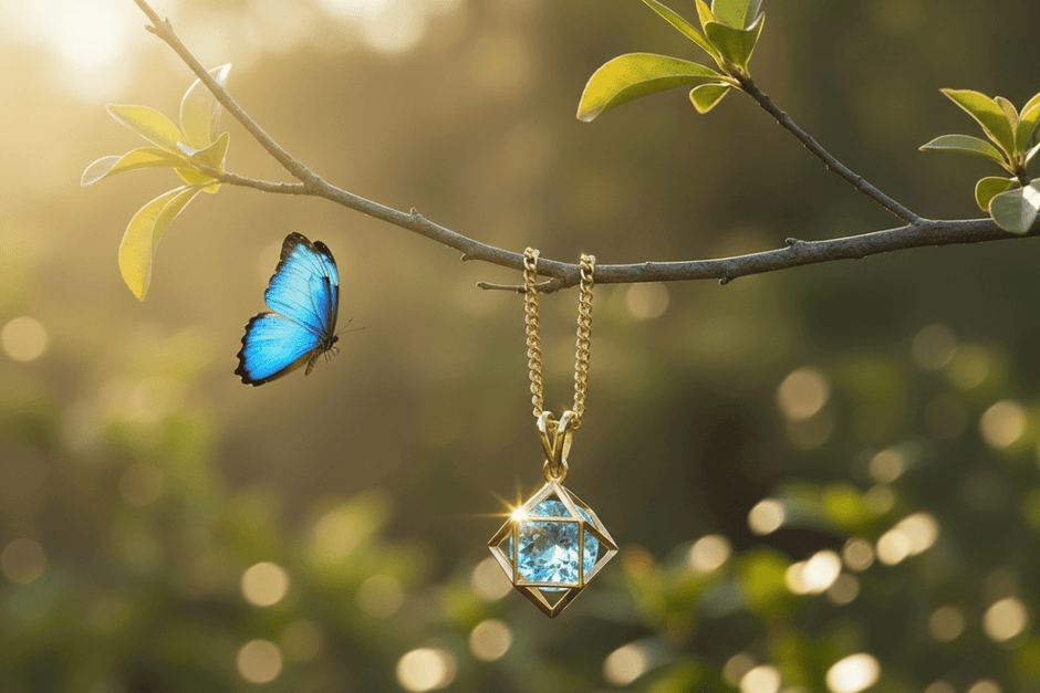 9ct Blue Topaz Prism Pendant Necklace - DP Online