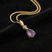 9ct Gold Amethyst & Diamond Pear Pendant Necklace - DP Online
