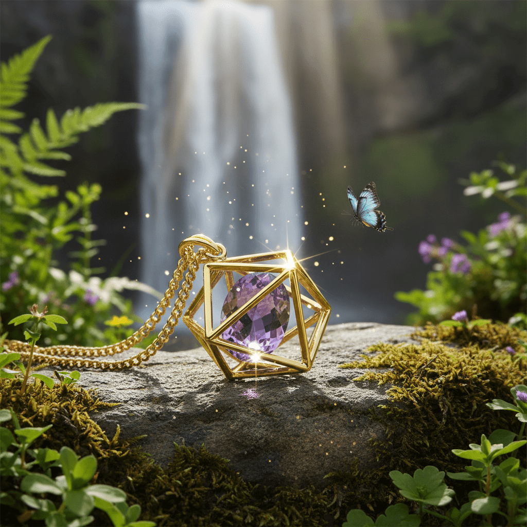 9ct Gold Amethyst Prism Pendant - DP Online