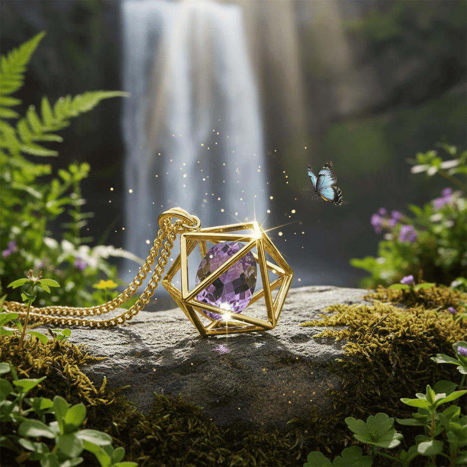 9ct Gold Amethyst Prism Pendant - DP Online