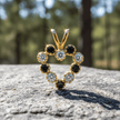 9ct Gold Blue and White Cubic Zirconia Heart Pendant Necklace - DP Online