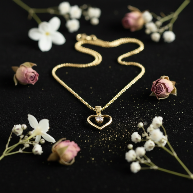 9ct Gold CZ Heart Pendant V3 Redo