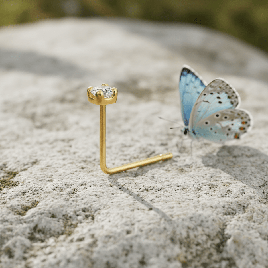 9ct Gold Diamond Claw Nose Stud - DP Online