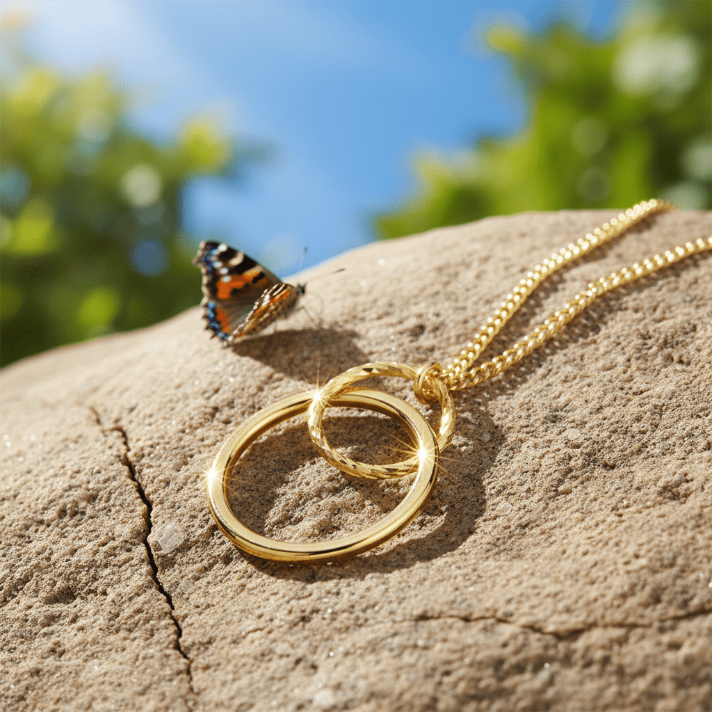 9ct Gold Double Circle Slider Pendant - DP Online