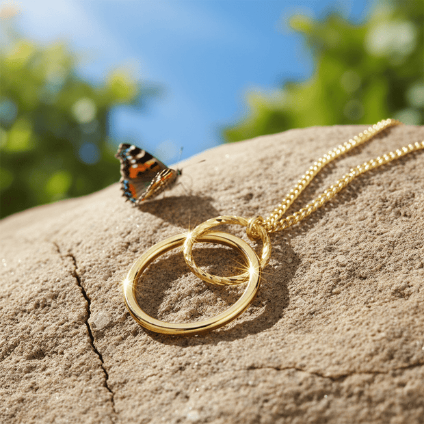9ct Gold Double Circle Slider Pendant - DP Online