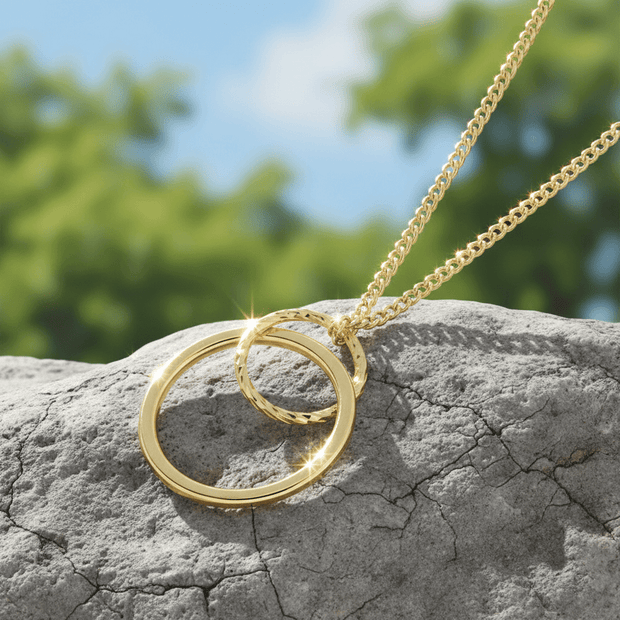 9ct Gold Double Circle Slider Pendant - DP Online