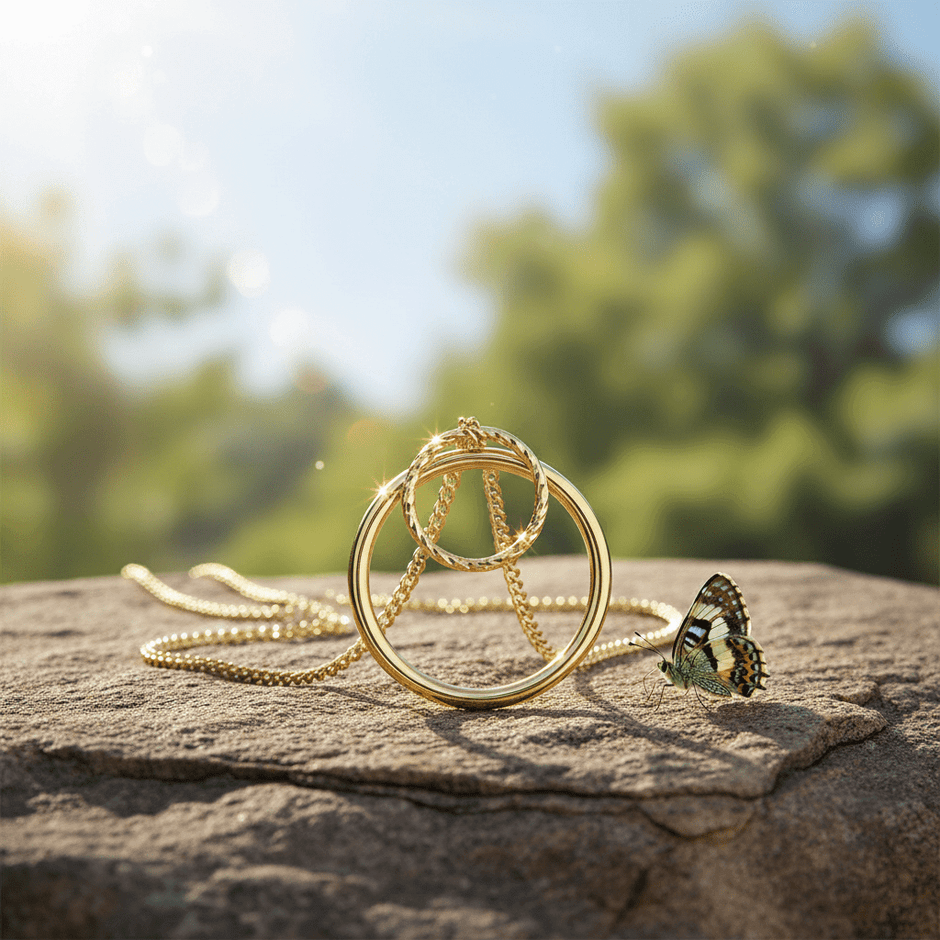 9ct Gold Double Circle Slider Pendant - DP Online